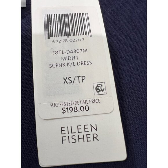 NWT Eileen Fisher Size XS Scoop Neck Knee Length Shift Dress, Blue MSRP$198 - Picture 6 of 10